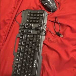 Black Wired Keyboard and Mouse Set
